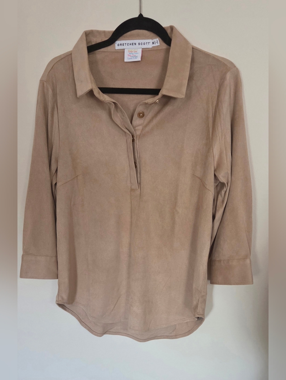 Gretchen Scott Designs Pop Over Ultra Suede Top Size M - Picture 2 of 8